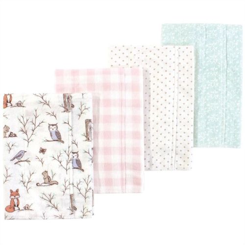 Luvable Friends Hudson Baby Flannel Burp Cloths 4pk, Pink Woodland