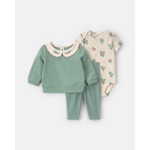 Baby Girl 3-Piece Floral French Terry Layering Set - Green | Carter's