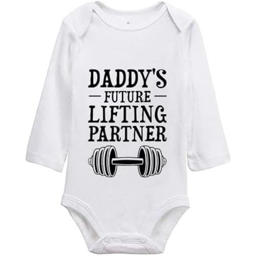 Funny Daddy'S Future Lifting Partner Boy Baby Clothes Boy Dad Newborn Baby Daddy Future Bodysuit