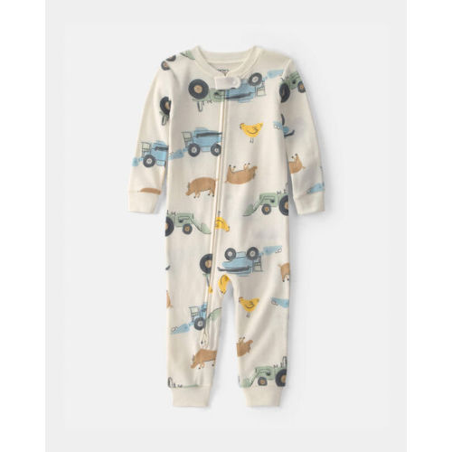 Toddler Boy Farm 100% Cotton 1-Piece Pajama - Cream | Carter's