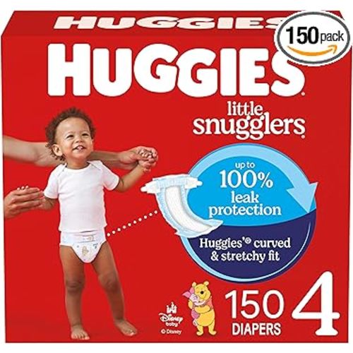 Huggies Size 4 Diapers, Little Snugglers Baby Diapers, Size 4 (22-37 lbs), 150 Count (6 Packs of 25), Packaging May Vary