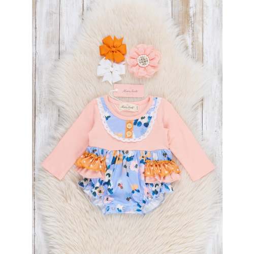 Fall Floral Ruffle Lace Bubble Romper