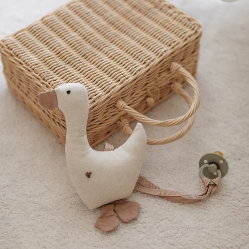 Handmade Goose Pacifier Holder,Great One Of a Kind Gift For Baby Nursery