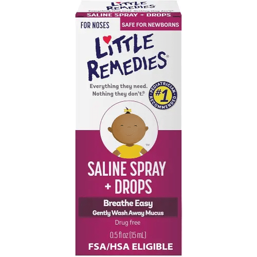 Little Remedies Saline Spray and Drops, Safe for Newborns, 0.5 fl oz