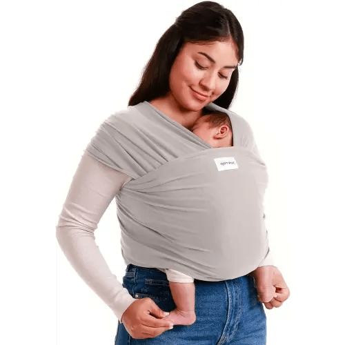 Sleepy Wrap Stretchy Ergonomic Baby Carrier Sling for Newborns to Toddlers - Hands-Free Lightweight Baby Wrap 7-35 lbs (Light Grey)