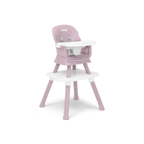 Jeep Milestone 6-in-1 Convertible High Chair by Delta Children, Light Pink | 6-in-1 High Chair Converts to Stool, Booster Seat, Toddler Chair, Activity Table and Desk and Chair for Babies & Toddlers
