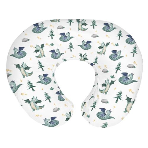 Fairytale Dragon Trees Stars Baby Nursing Pillow Covers for Boy Girl Cute Dragons Green Nursery Feeding Pillowcase for Breastfeeding Pillows Fantasy Animal Soft Stretchy Slipcover for Newborn Infant