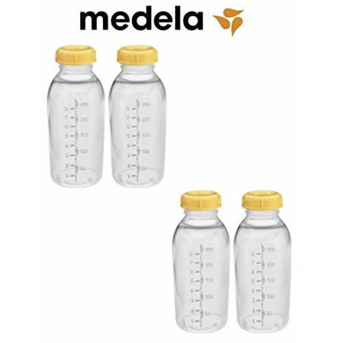 NEW! 4 MEDELA BREASTMILK COLLECTION STORAGE FEEDING BOTTLE SET w/lid 8oz /250ml