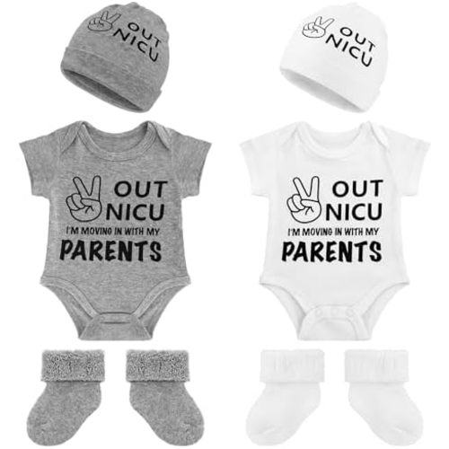 2 Set Nicu Baby Preemie Outfits Clothes Preemie Hat Socks Bodysuit out Nicu Baby Body Suit Clothing Essentials