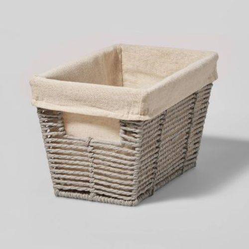 10.25" x 6" x 6" Small Woven Twisted Paper Rope Tapered Basket Gray - Brightroom™