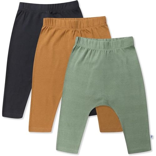 HonestBaby Unisex-Baby Multipack Harem Pants Roomy Fit Pull on Bottoms 100% Organic Cotton for Baby Boys, Girls