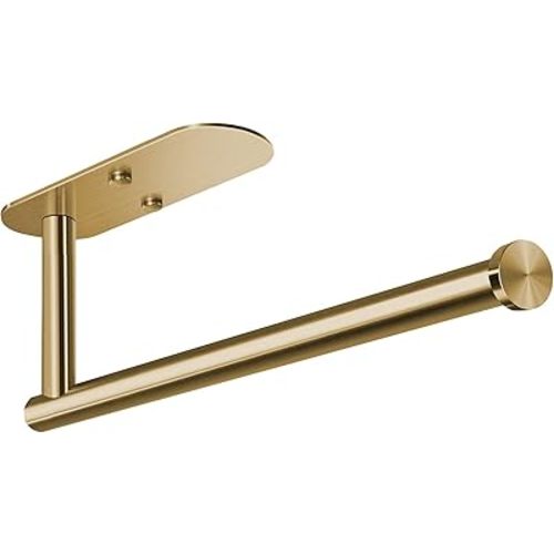VAEHOLD Adhesive Paper Towel Holder Under Cabinet Wall Mount for Kitchen Paper Towel, Paper Towel Roll Holder Stick to Wall, Stainless Steel (Gold)