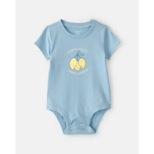 Baby 'Main Squeeze' Lemon Graphic Bodysuit - Blue | Carter's