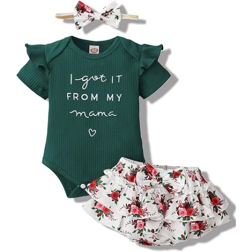 Mioglrie Newborn Infant Baby Girl Clothes Romper Shorts Set Floral Summer Outfits Cute Baby Clothes Girl