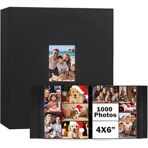 Extra Large Capacity 4x6 Photo Album, Holds 1000 Photos, Black