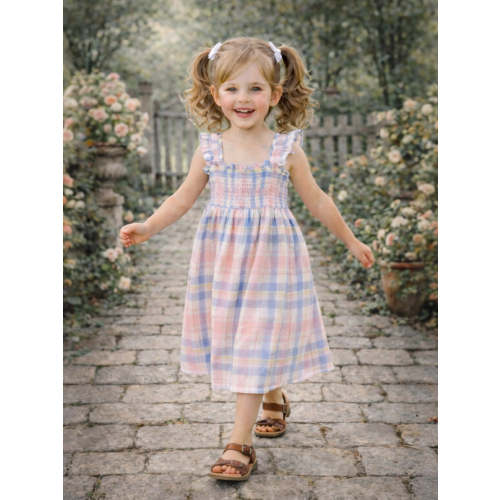 Smocked Sundress & Bloomer, Dusty Plaid