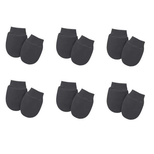 Lovskoo 6 Pairs Newborn Baby No Scratch Mittens Unisex Newborn Elastic Cotton Wrist Gloves Infant Toddler Anti Sensitive Mittens Set Free Size Dark Gray