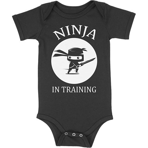 Luxxology Ninja in Training Baby Infant Bodysuit - 6 Months - Black
