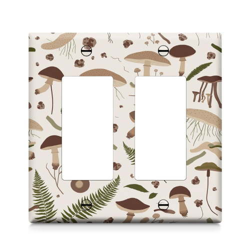 Mushroom 2 Gang Light Switch Cover Vintage Boho Decorative One 2 Gang Decorator Switch Face Wall Plate for Bathroom Kitchen