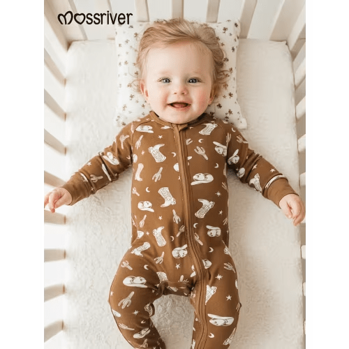 bamboo fiber western cowboy print onesie soft - Temu