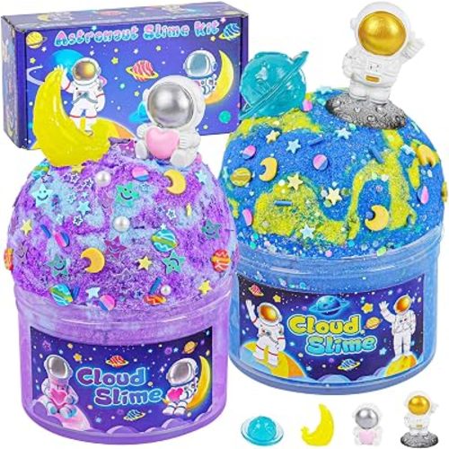 Galaxy Cloud Slime Kit 2 Pack, 14 oz Sensory Astronaut Toys for Boys Girls