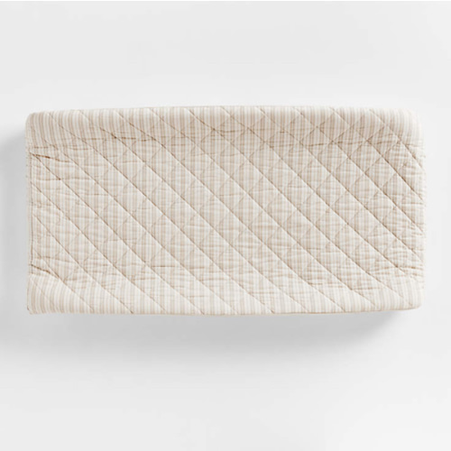 Frenchie Natural Taupe Organic Cotton Baby Changing Pad Cover by Leanne Ford