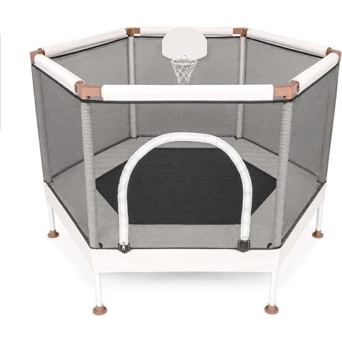 Square House 48" Premium Aesthetic Toddler Trampoline with 360° Safety Enclosure Anti-Rollover Base Heavy-Duty No-Gap Indoor Outdoor Trampoline for Kids, Boys and Girls ASTM Certified 220lb Capacity
