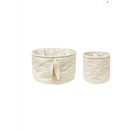 SET OF TWO QUILTED BASKETS NATURAL