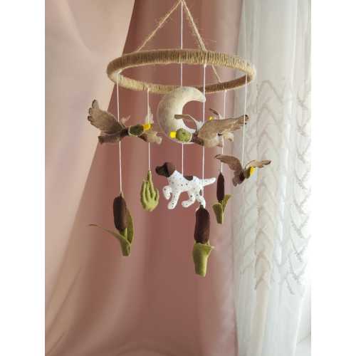 Duck Hunting Baby Mobile, German Shorthaired Pointer Dog Nursery Mobile, Hunting Nursery Decor, Hunting Dog decor, Mallard Duck Mobile,01369