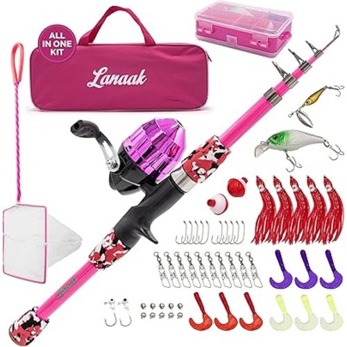 Kids - Toddler Fishing Pole & Tackle Box, Beginner Combo kit, for Ages 5-12