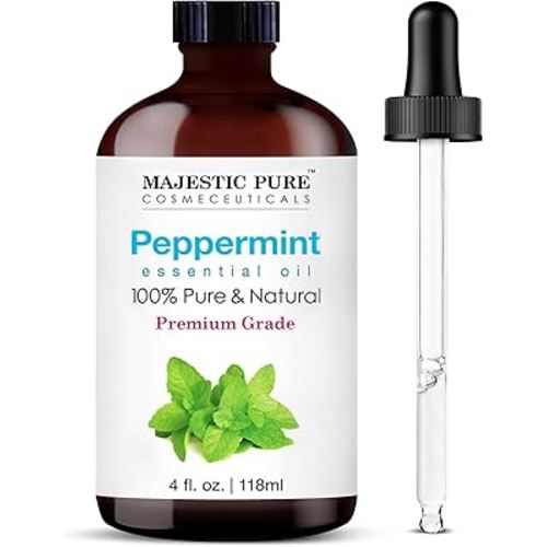 Majestic Pure Peppermint Essential Oil with Glass Dropper - Huge 4 Fl Oz - 100% Pure and Natural Peppermint Oil - Premium Grade Essential Oils for Diffuser, Aromatherapy, Soap and Candle Making