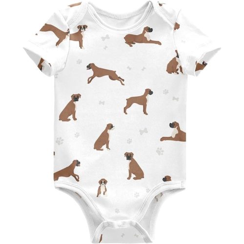 vvfelixl Baby Girls' Bodysuits Black Pug White Short Sleeve Cotton Baby Clothes For Girls 0-24 Months