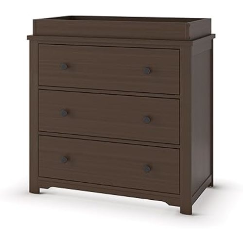 Child Craft Harmony 3-Drawer Dresser with Changing Table Topper, 38" W Nursery Dresser and Changing Station, Smooth Glides, Baby-Safe Finish, Brushed Truffle