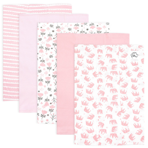 Baby Burp Cloths for Boys and Girls - 5 Pack Large 100% Cotton - Double Layered Extra Absorbent Burp Rags