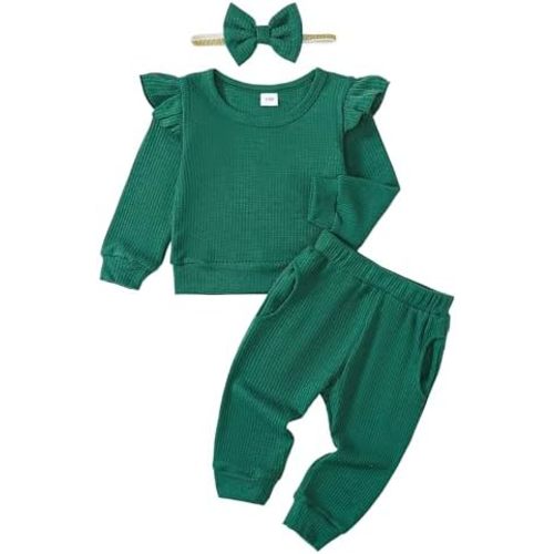 Mioglrie Baby Girl Clothes Infant Toddler Girls Fall Winter Outfits Sweatshirts Clothing Set 3 6 12 18 24 Month 2T 3T