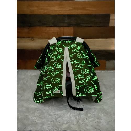 Glow in the dark dinosaur car seat canopy/car seat cover/dinosaurs/baby carseat cover