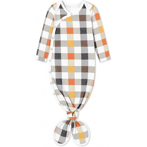 Copper Pearl Baby Gown - Knotted Newborn Sleepers for Baby Boy and Girl, Soft Stretchy Long Sleeve Infant Gowns with Bottom Tie and Hand Mittens, Perfect Hospital Coming Home Outfit (Harvest)