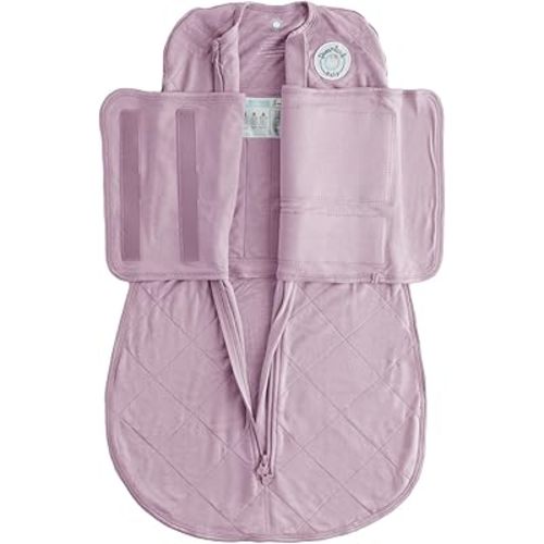DREAMLAND BABY Bamboo Viscose Swaddle Sleep Sack (0-6 Months). Ultra Soft Swaddle Blanket w/Built in Band. 95% Viscose, 5% Spandex (Mauve)