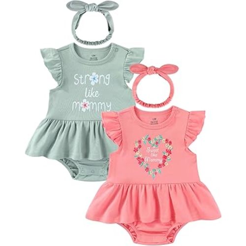 Baby Girls Romper Summer Ruffled Sleeve Bodysuit Dresses Infant Girl Clothes