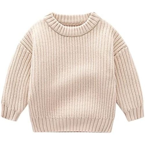 Toddler Baby Boys Girls Knit Sweater Solid Oversized Crewneck Sweaters Pullover Sweatshirt Tops Fall Winter Clothes