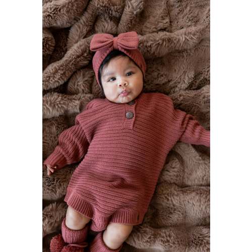 Chunky Knit Romper in Ember