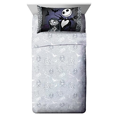 Disney Nightmare Before Christmas Meant to Be Full Sheet Set - 4 Piece Set Super Soft Kid’s Bedding Features Jack Skellington - Fade Resistant Polyester Microfiber Sheets (Official Product)