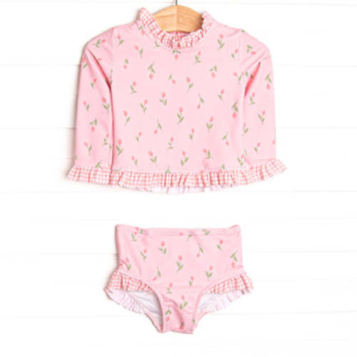 Recital Roses Long Sleeve Rash Guard Bikini, Pink – Stitchy Fish