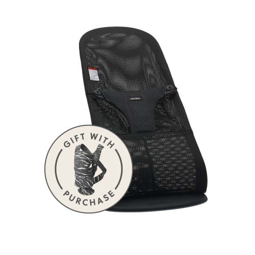 BabyBjorn Bouncer Bliss Mesh in Black + Baby Carrier Mini in Anthracite/Landscape