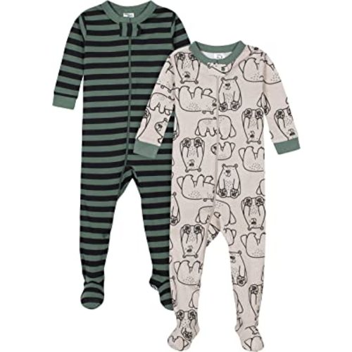 2-Pack Baby & Toddler Boys Bear Snug Fit Footed Cotton Pajamas