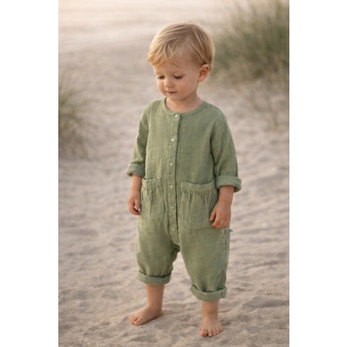 Organic Muslin Toddler Romper, Sage Green Unisex Baby Jumpsuit, Soft Cotton Outfit, Neutral Toddler Clothing, Everyday Summer Wear