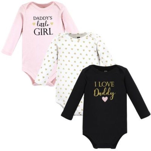 Hudson Baby Infant Girl Cotton Long-Sleeve Bodysuits, Girl Daddy 3-Pack, 9-12 Months