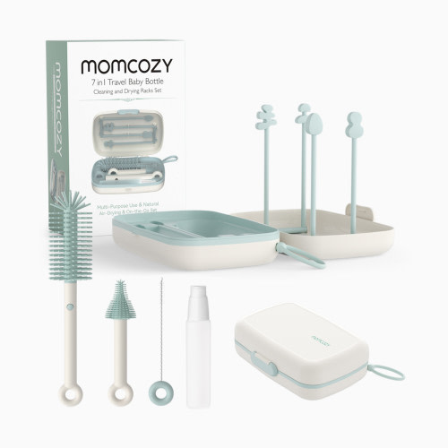 Momcozy 7-in-1 Travel Bottle Cleaning & Drying Set - Green