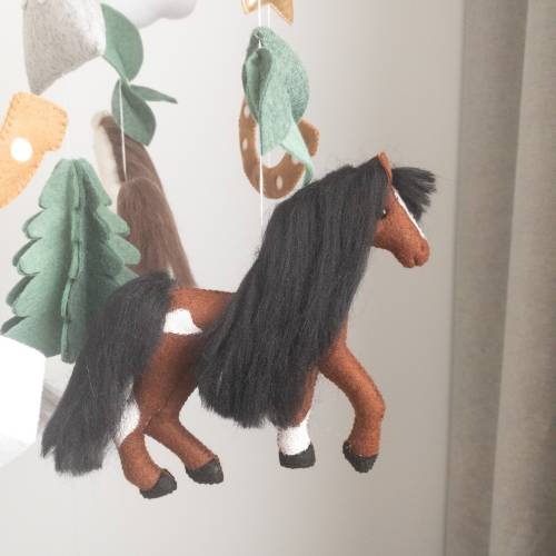 Horse Baby Mobile Horse Nursery Decor Crib Felt Mobile Wild Horses Hanging nursery mobile Custom babyshower gift Personalized new baby gift