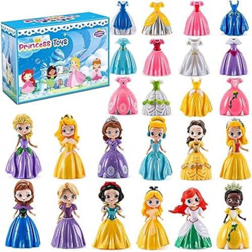 Princess Toy for Girls - 12 Princesses with 24 Pieces of Clothing Princess Transformable Toys Perfect Decorative Idea for Fun Play, Party Favors, Classroom Prizes,Kids Gift